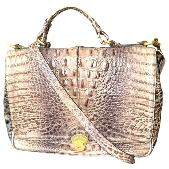 ▶️ Brahmin ◀️ Crocodile Genuine Leather Crossbody Hand Bag. - Picture 1 of 17
